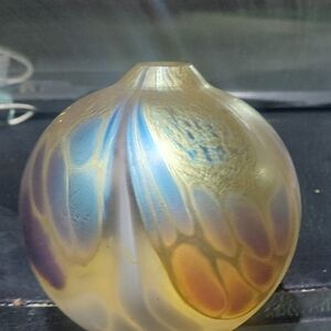 Artisan Gold and Blue Glass Sphere